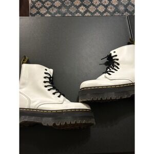 Dr. Martens White Leather Platform Boots Lace-Up Ankle Boots Women's